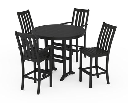 POLYWOOD® Vineyard 5-Piece Nautical Trestle Bar Set in Black