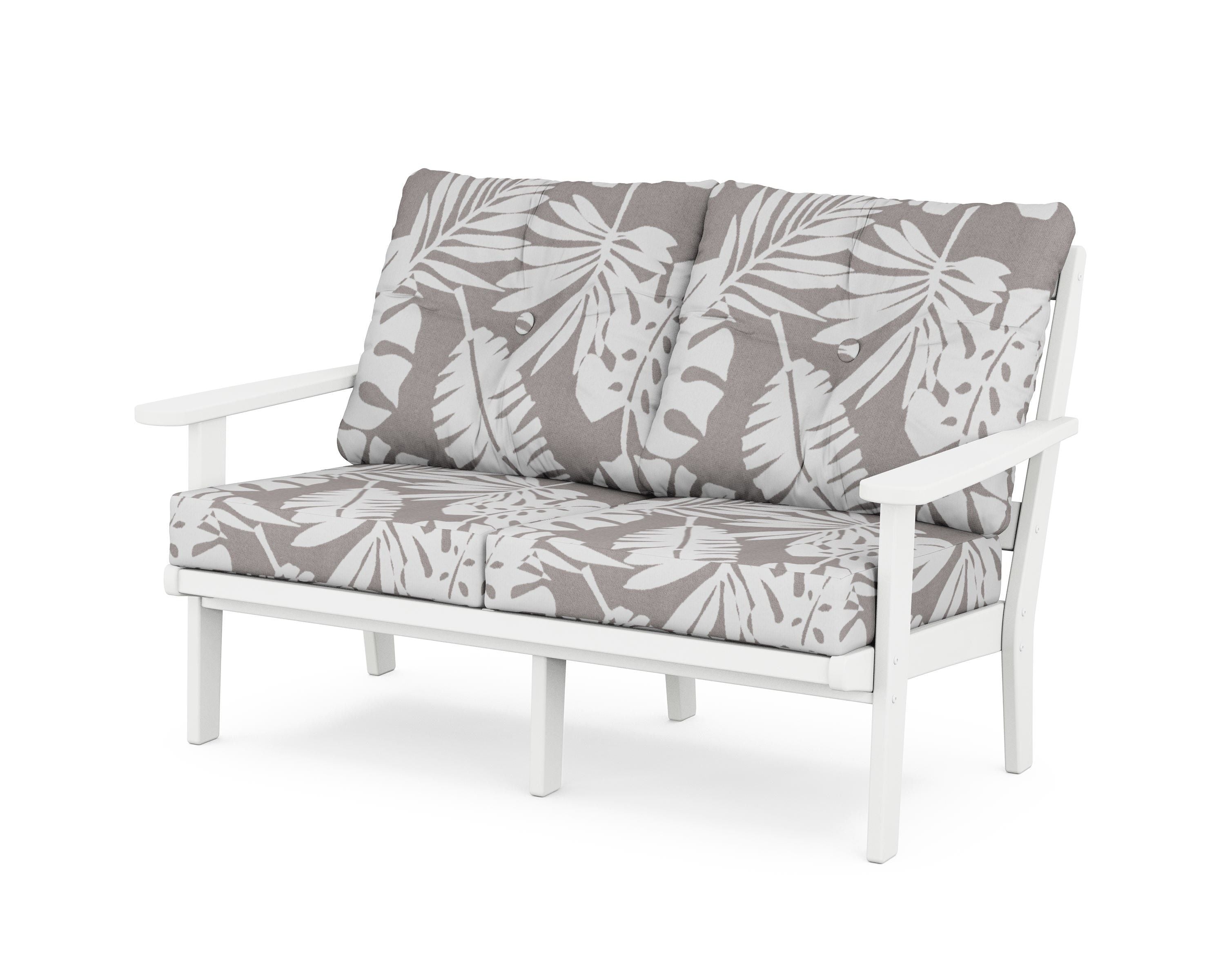 POLYWOOD® Mission Deep Seating Loveseat in White / Leaf Grey Mist