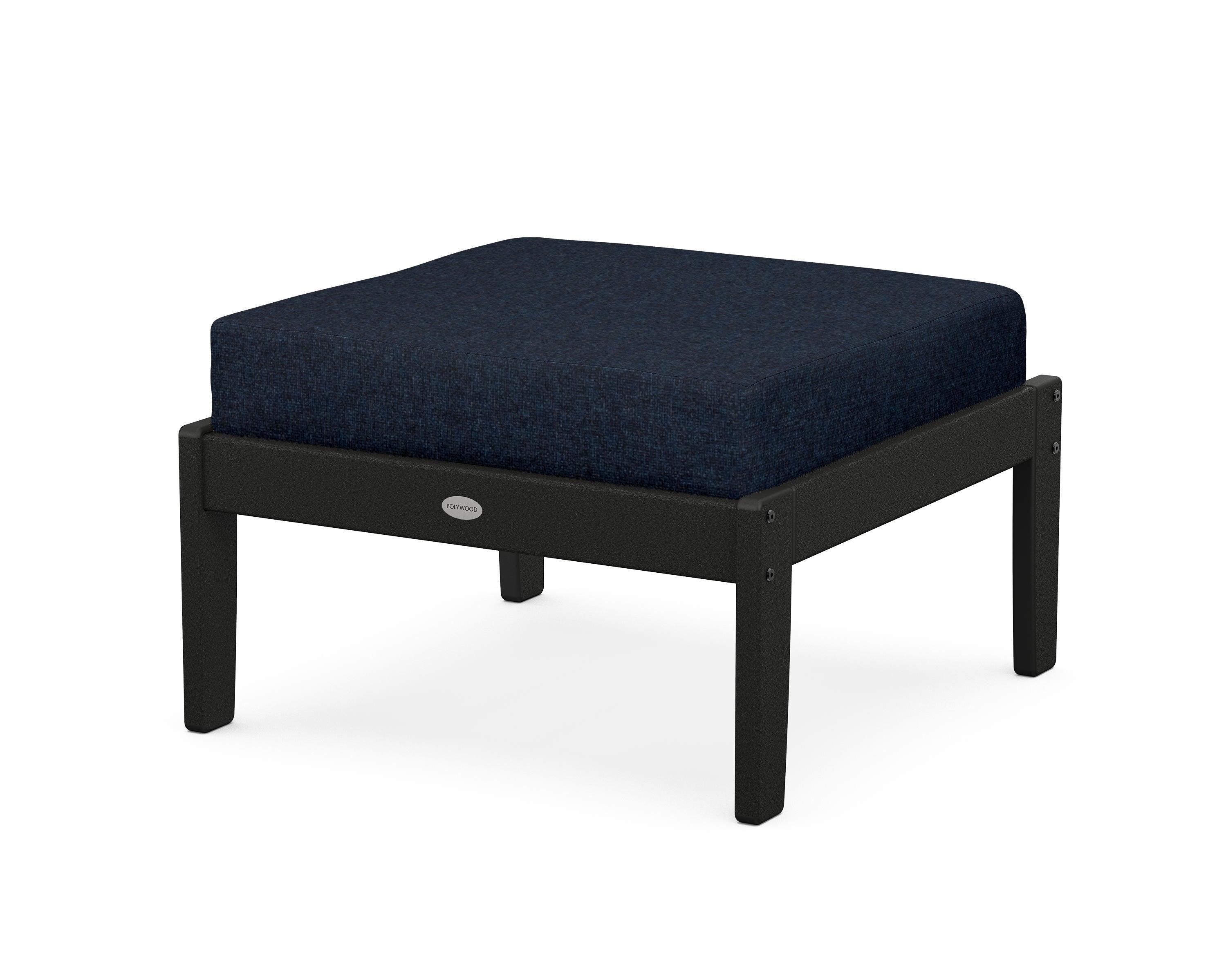 POLYWOOD® Braxton Deep Seating Ottoman in Black / Marine Indigo