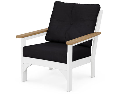 POLYWOOD® Vineyard Deep Seating Chair in White / Natural / Midnight Linen