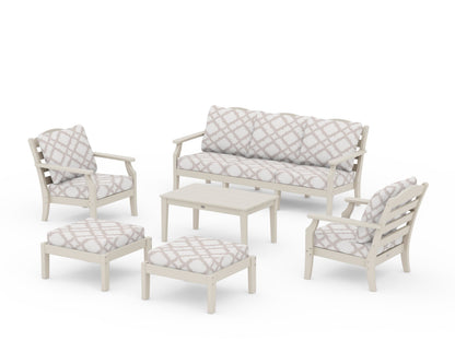 Draper James™ by  POLYWOOD® Savannah 6-Piece Lounge Sofa Set in Sand / Trellis Dune Burlap
