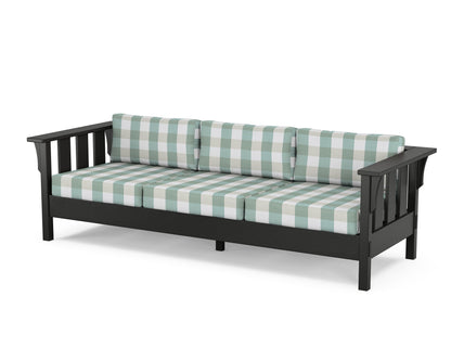 Martha Stewart by POLYWOOD® Acadia Deep Seating Sofa in Black / Buffalo Plaid Glacier Spa