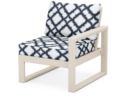 POLYWOOD® EDGE Modular Right Arm Chair in Sand / Trellis Marine Indigo