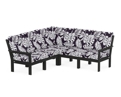 POLYWOOD® Vineyard 5-Piece Sectional in Black / Leaf Navy