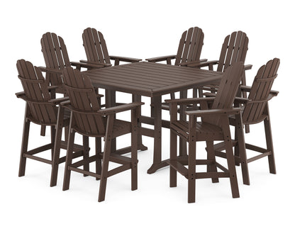 POLYWOOD® Vineyard Curveback Adirondack 9-Piece Trestle Bar Set in Mahogany
