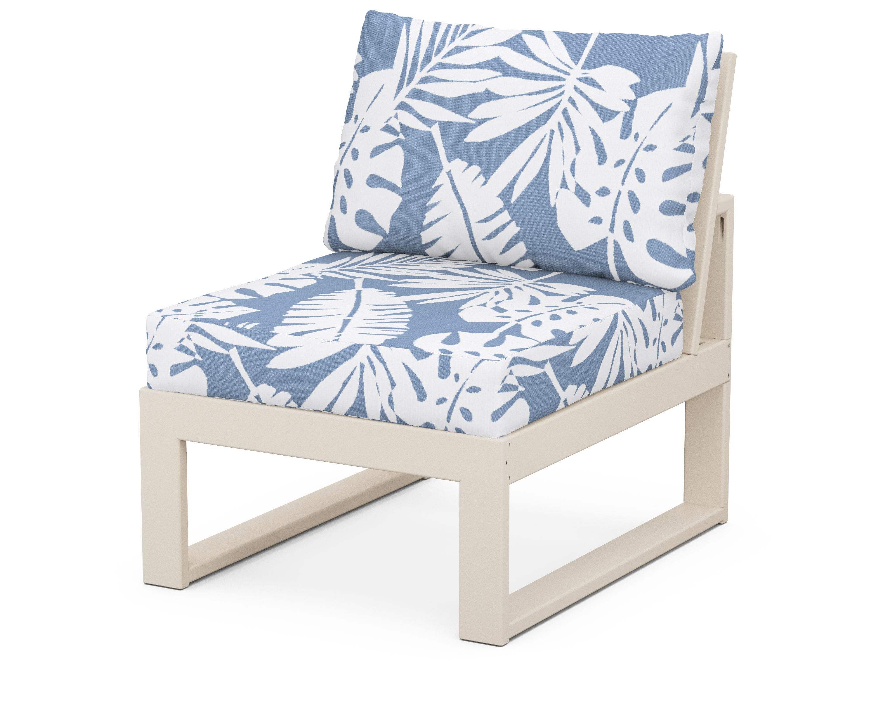 Unbranded Modular Armless Chair in Sand / Leaf Sky Blue