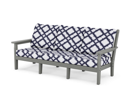 POLYWOOD® Chippendale Deep Seating Sofa in Slate Grey / Trellis Navy