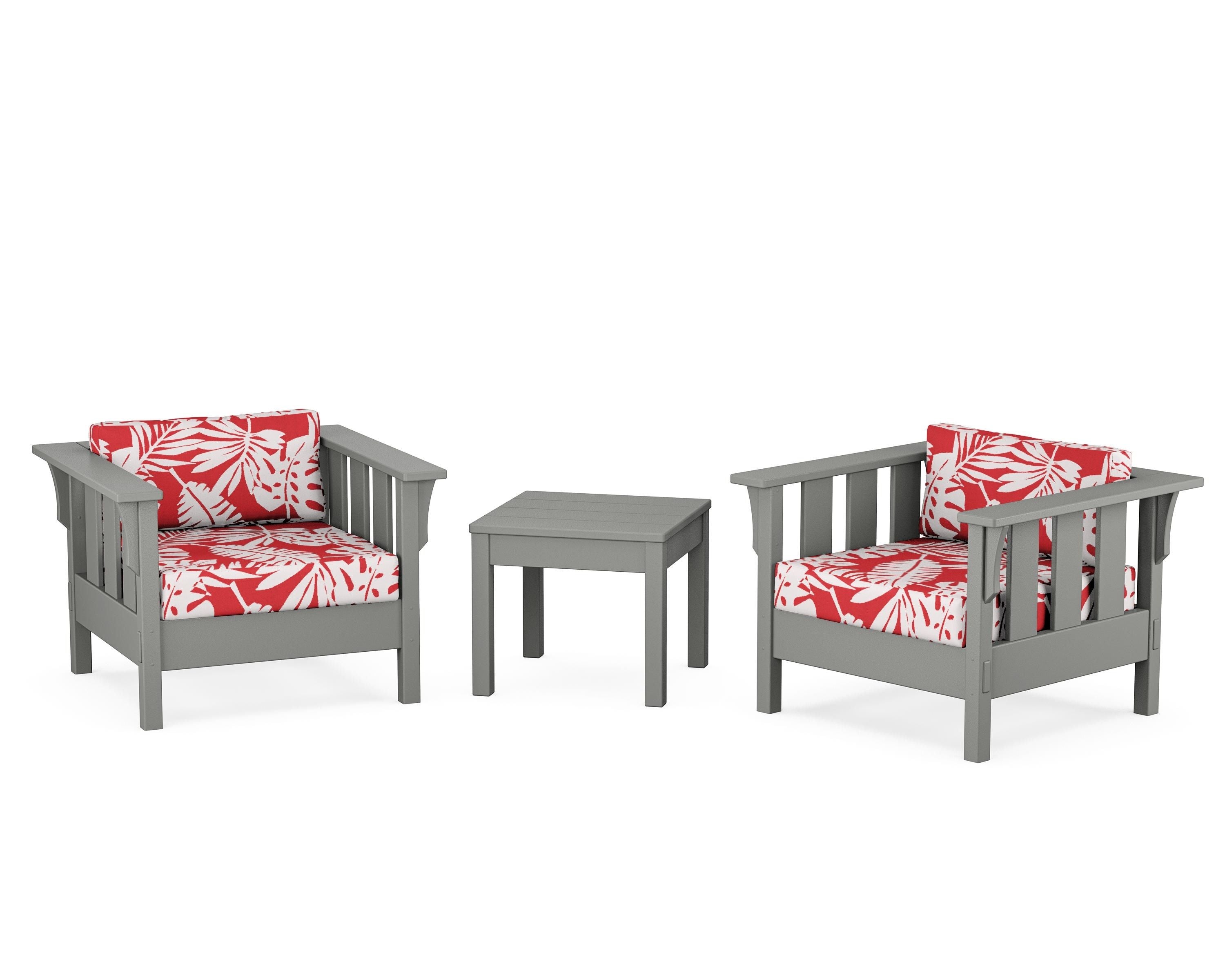 Martha Stewart by POLYWOOD® Acadia 3-Piece Deep Seating Set in Slate Grey / Leaf Crimson