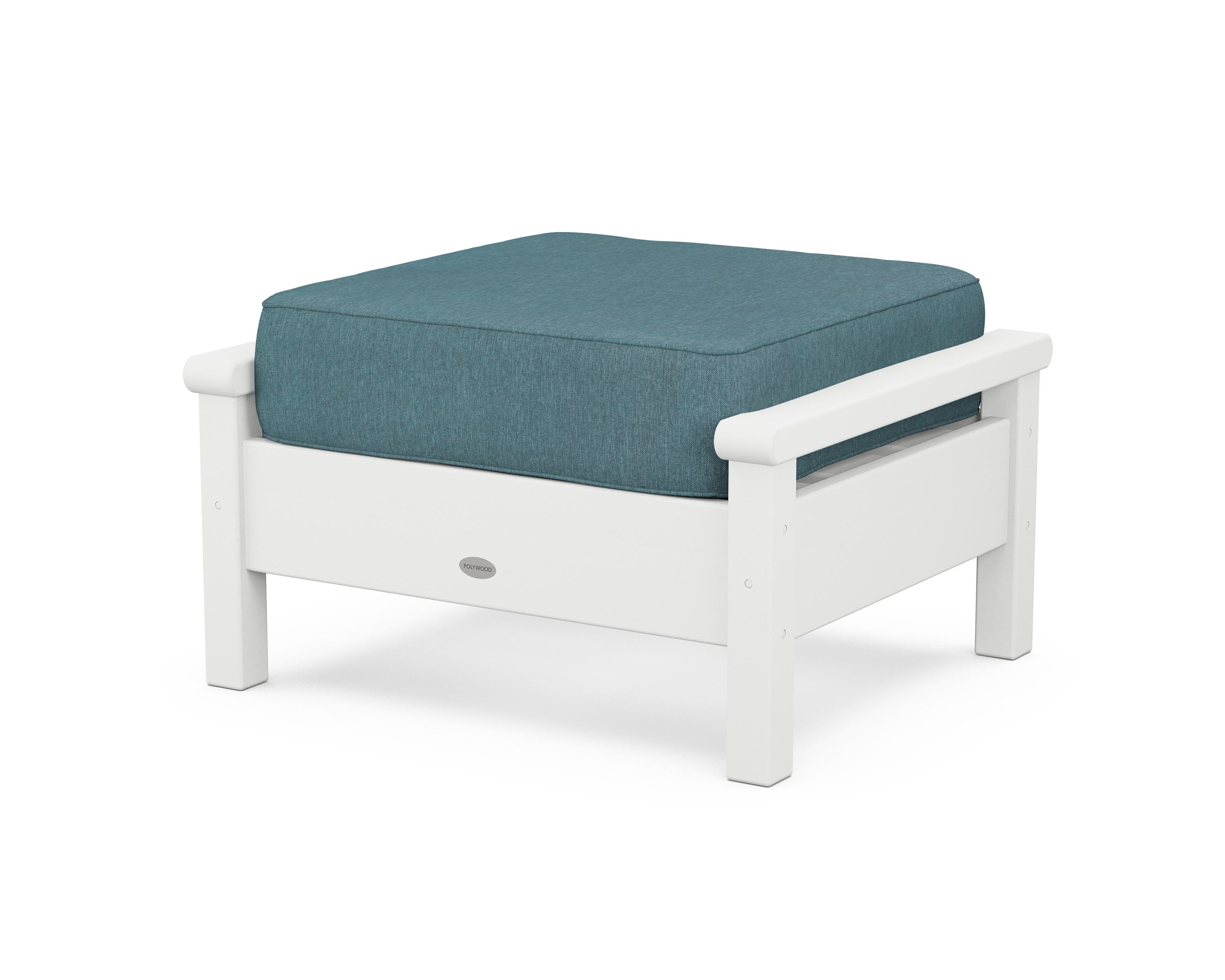 POLYWOOD® Harbour Deep Seating Ottoman in White / Ocean Teal