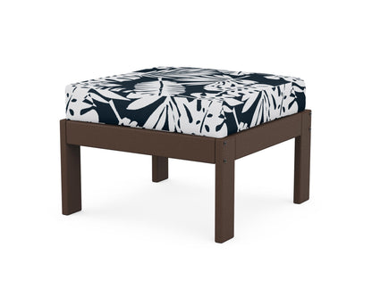 POLYWOOD® Vineyard Modular Ottoman in Mahogany / Leaf Marine Indigo