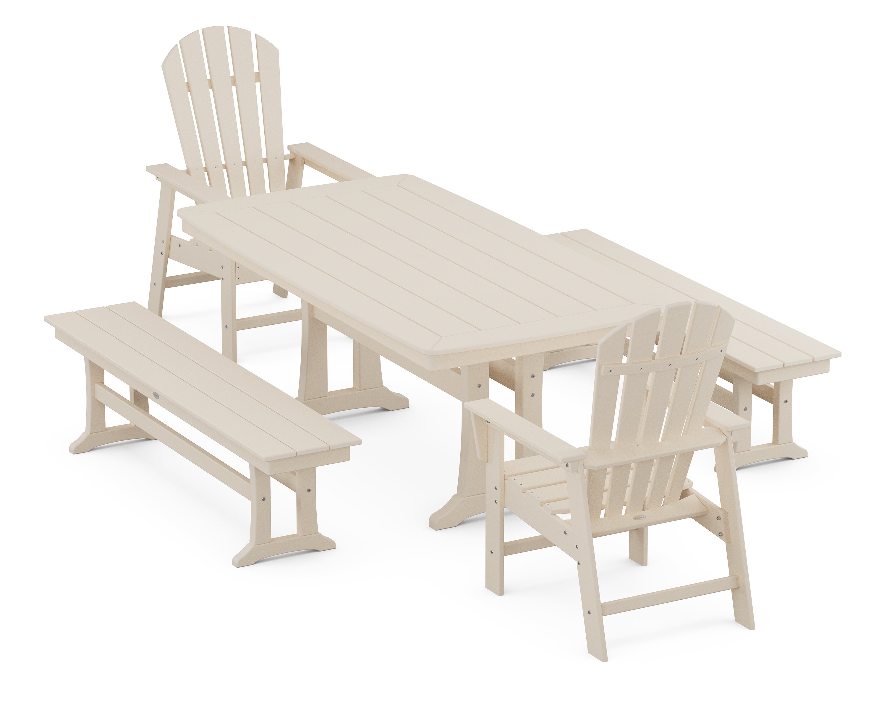 POLYWOOD® South Beach 5-Piece Dining Set with Trestle Legs in Sand