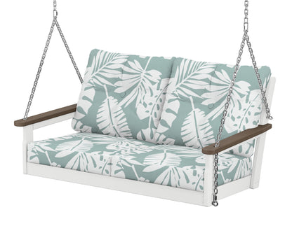 POLYWOOD® Vineyard Deep Seating Swing in White / Kona / Leaf Glacier Spa