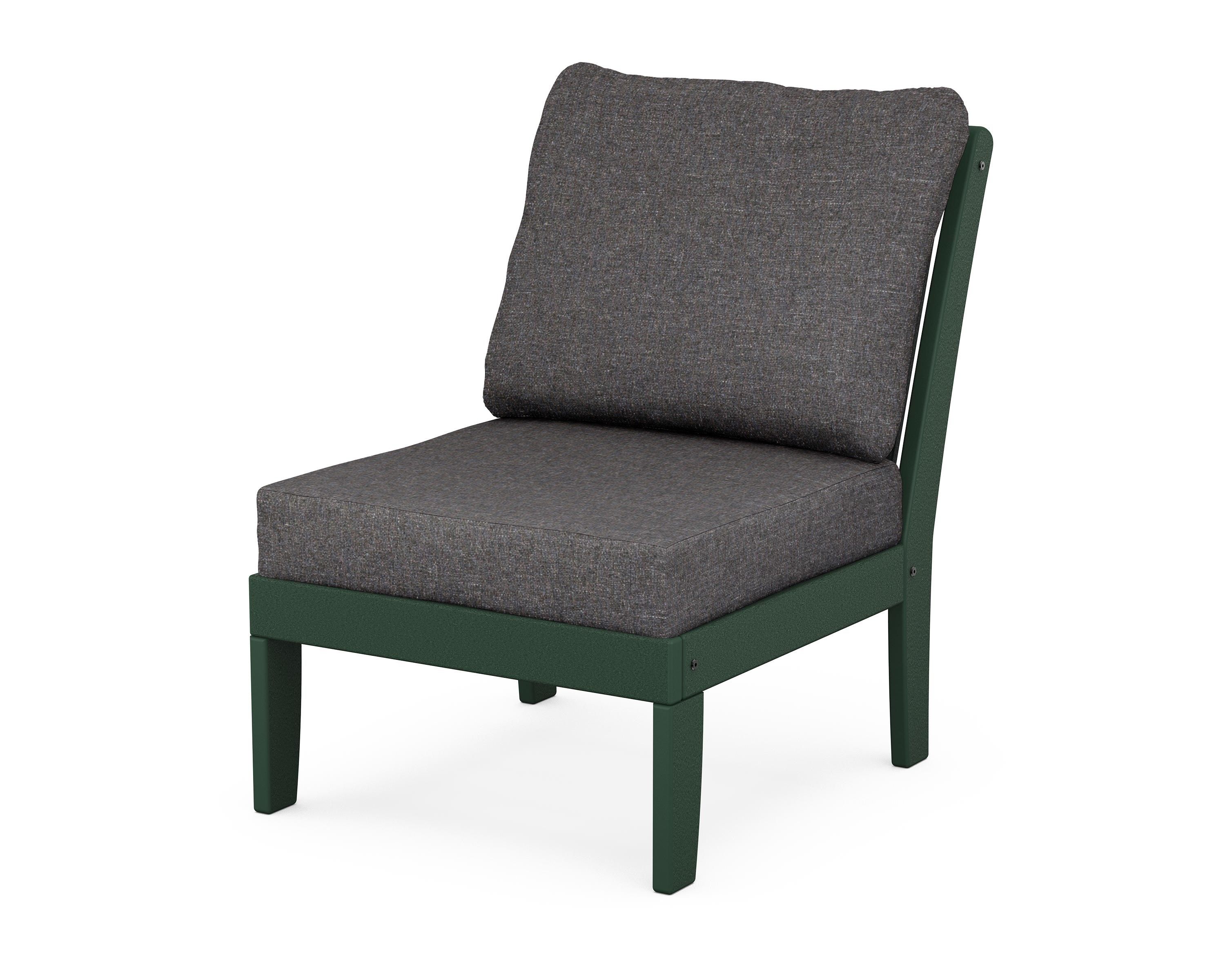 POLYWOOD® Braxton Modular Armless Chair in Green / Ash Charcoal