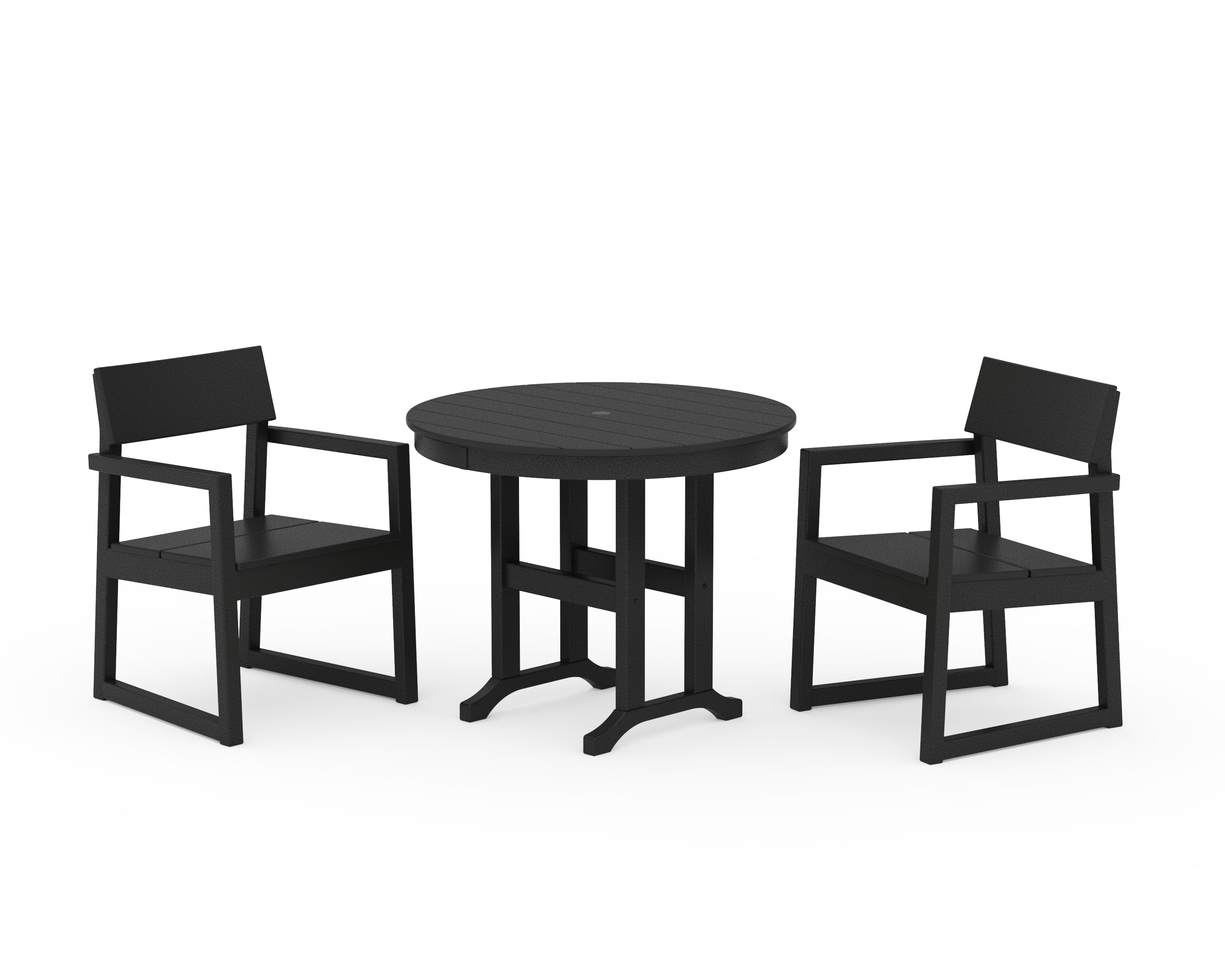 POLYWOOD® EDGE 3-Piece Round Dining Set in Black