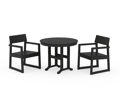 POLYWOOD® EDGE 3-Piece Round Dining Set in Black