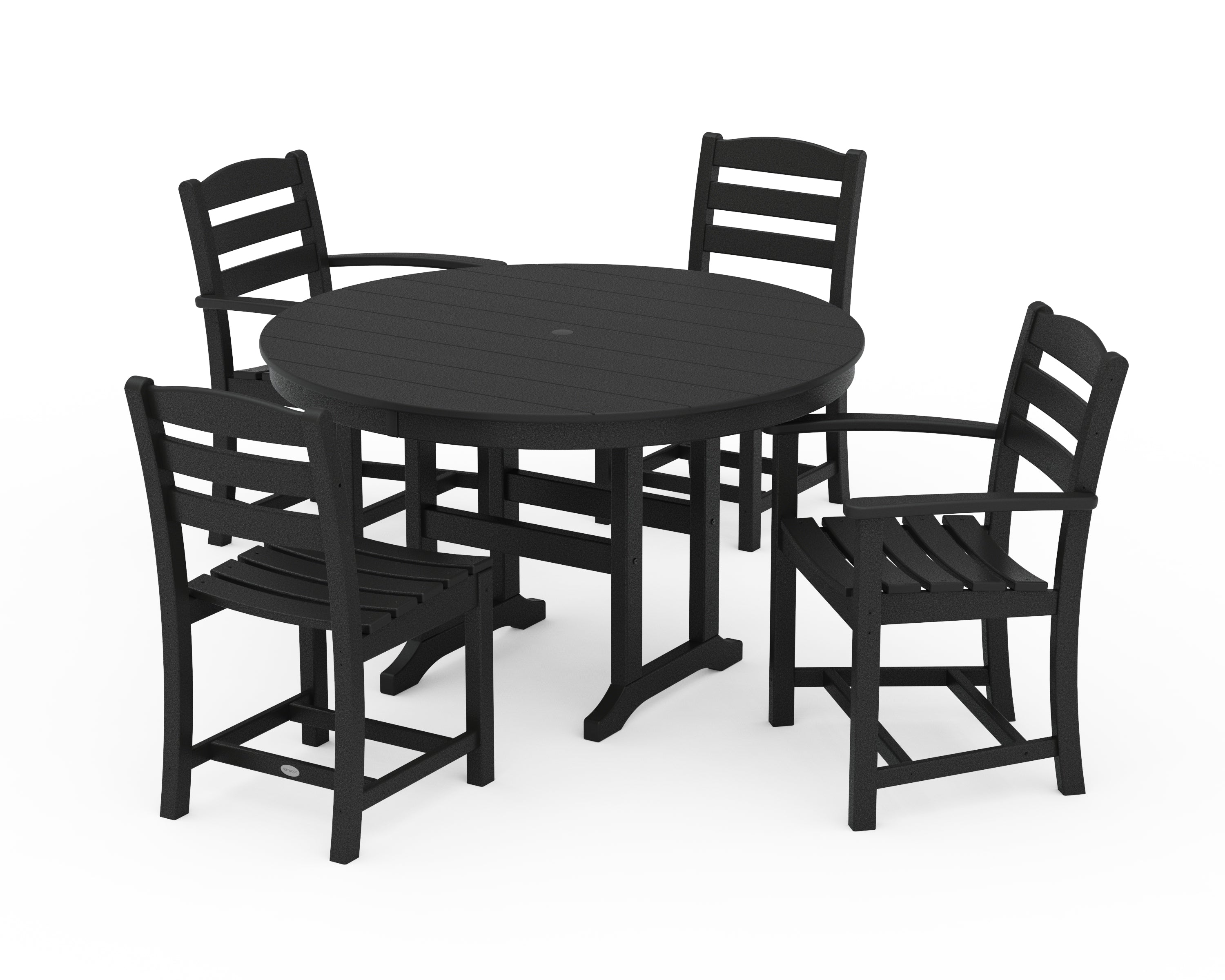 POLYWOOD® La Casa Café 5-Piece Round Farmhouse Dining Set in Black
