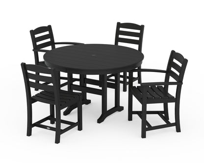 POLYWOOD® La Casa Café 5-Piece Round Farmhouse Dining Set in Black