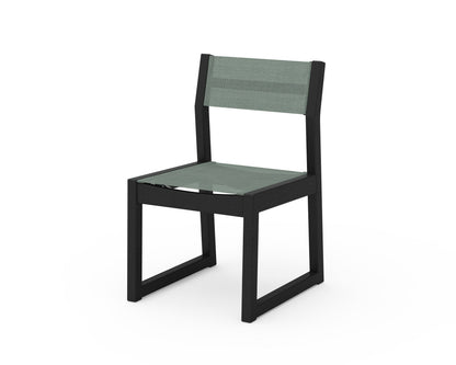POLYWOOD® Edge Sling Dining Side Chair - 2 Chairs in Black / Dupioni Sea Mist Sling