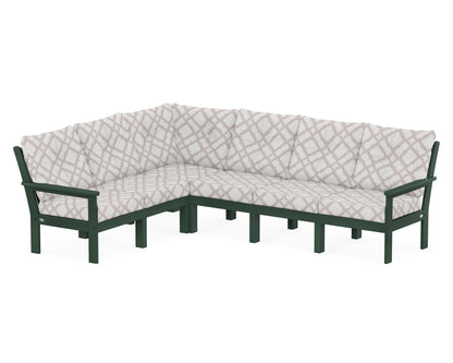 POLYWOOD® Vineyard 6-Piece Sectional in Green / Trellis Dune Burlap
