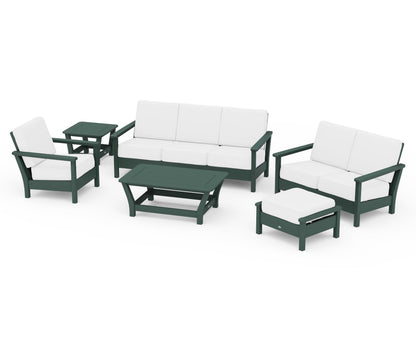 POLYWOOD® Harbour 6-Piece Outdoor Living Set in Green / Natural