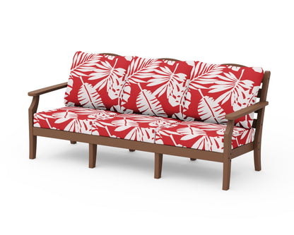 Draper James™ by  POLYWOOD® Savannah Deep Seating Sofa in Teak / Leaf Crimson