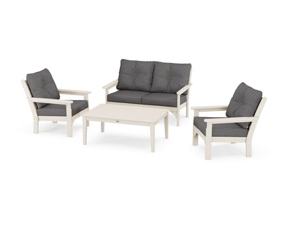 POLYWOOD® Vineyard 4-Piece Deep Seating Set in Sand / Ash Charcoal
