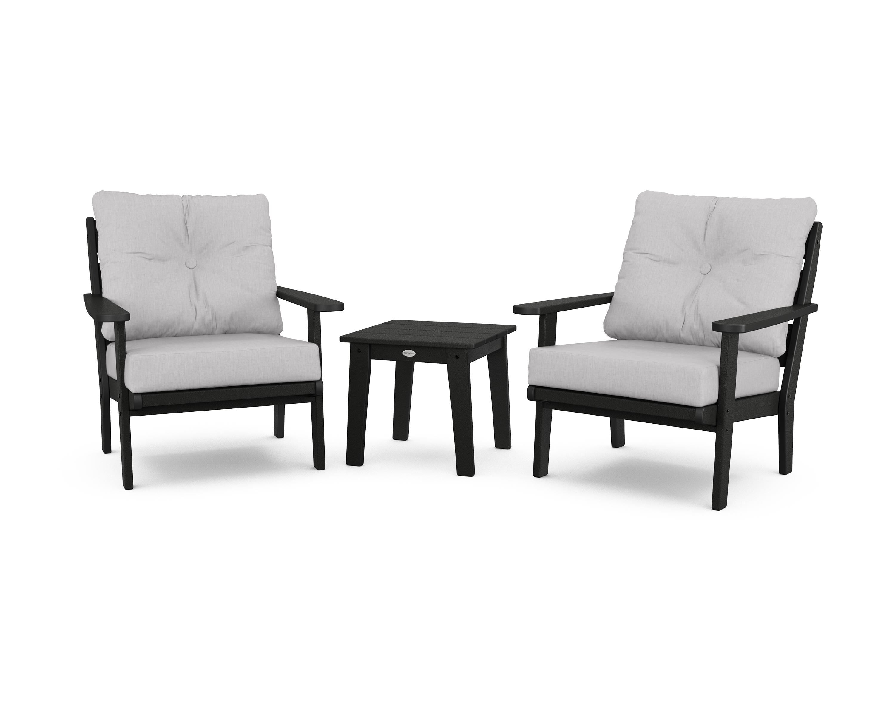POLYWOOD® Lakeside 3-Piece Deep Seating Chair Set in Black / Granite