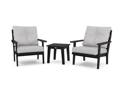 POLYWOOD® Lakeside 3-Piece Deep Seating Chair Set in Black / Granite
