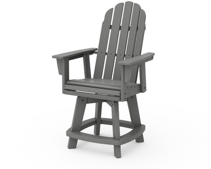 POLYWOOD® Vineyard Curveback Adirondack Swivel Counter Chair in Slate Grey