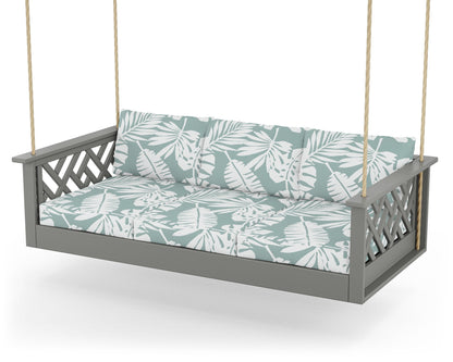 POLYWOOD® Chippendale Daybed Swing in Slate Grey / Leaf Glacier Spa