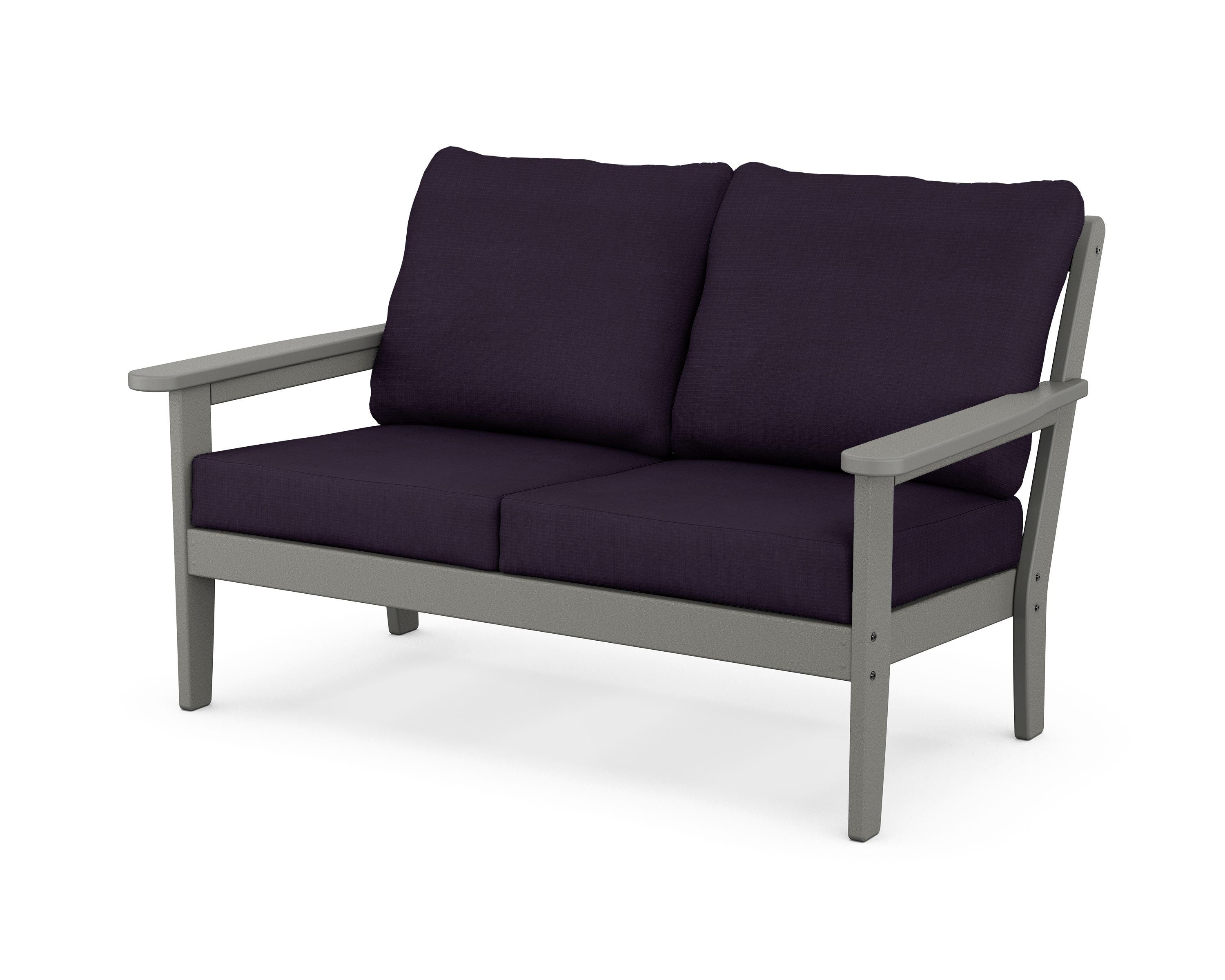 Country Living Cottage Deep Seating Loveseat in Slate Grey / Navy Linen