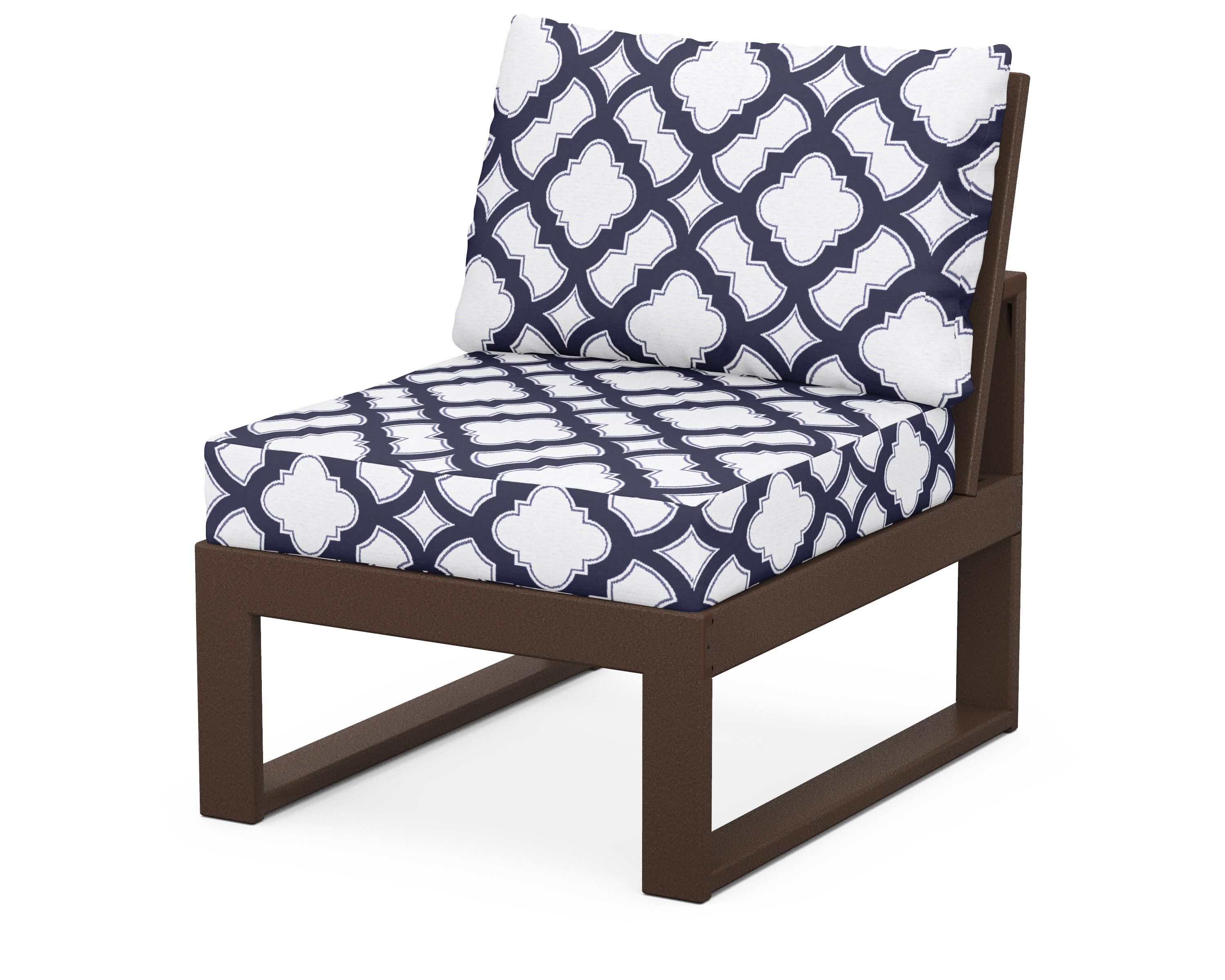 Unbranded Modular Armless Chair in Mahogany / Trellis Navy
