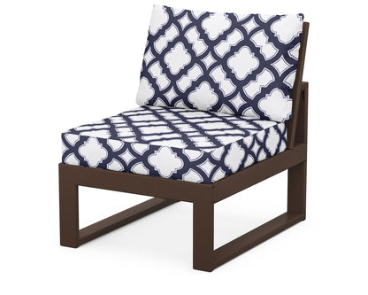 Unbranded Modular Armless Chair in Mahogany / Trellis Navy