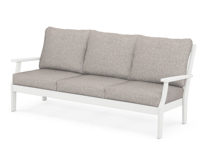POLYWOOD® Braxton Deep Seating Sofa in White / Weathered Tweed