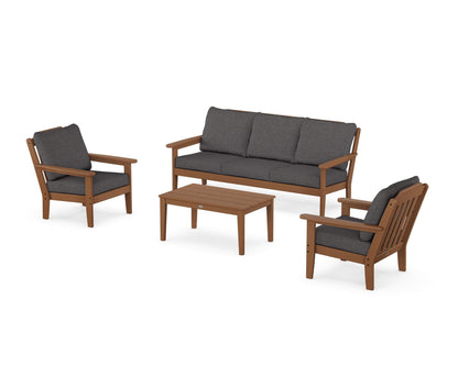 Country Living Cottage 4-Piece Deep Seating Set with Sofa in Teak / Ash Charcoal