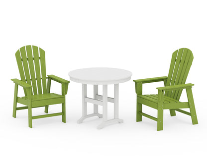 POLYWOOD® South Beach 3-Piece Round Farmhouse Dining Set in Lime / White