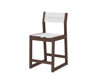 POLYWOOD® EDGE Sling Counter Side Chair in Mahogany / White Sling