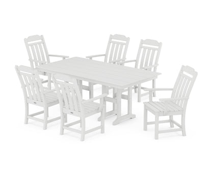 Country Living Cottage Arm Chair 7-Piece Farmhouse Dining Set in White