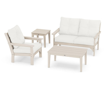 POLYWOOD® Vineyard 4-Piece Deep Seating Set in Sand / Natural Linen