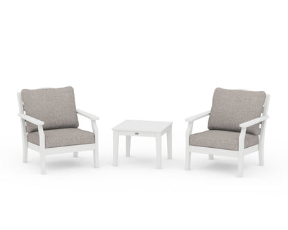 Draper James™ by  POLYWOOD® Savannah 3-Piece Deep Seating Set in White / Weathered Tweed