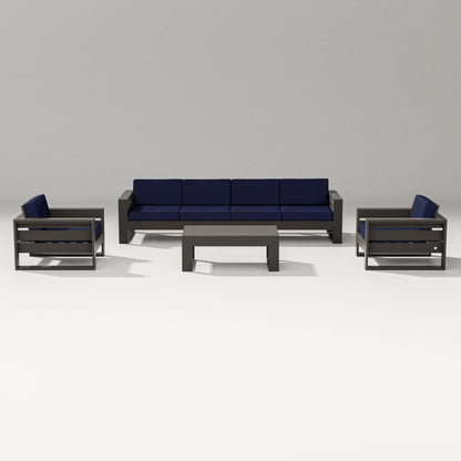 PW Designer Series Latitude 5-Piece Lounge Sofa Set in Vintage Coffee / Navy