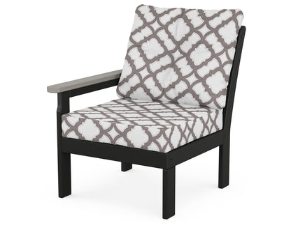 POLYWOOD® Vineyard Modular Left Arm Chair in Black / Driftwood / Trellis Grey Mist