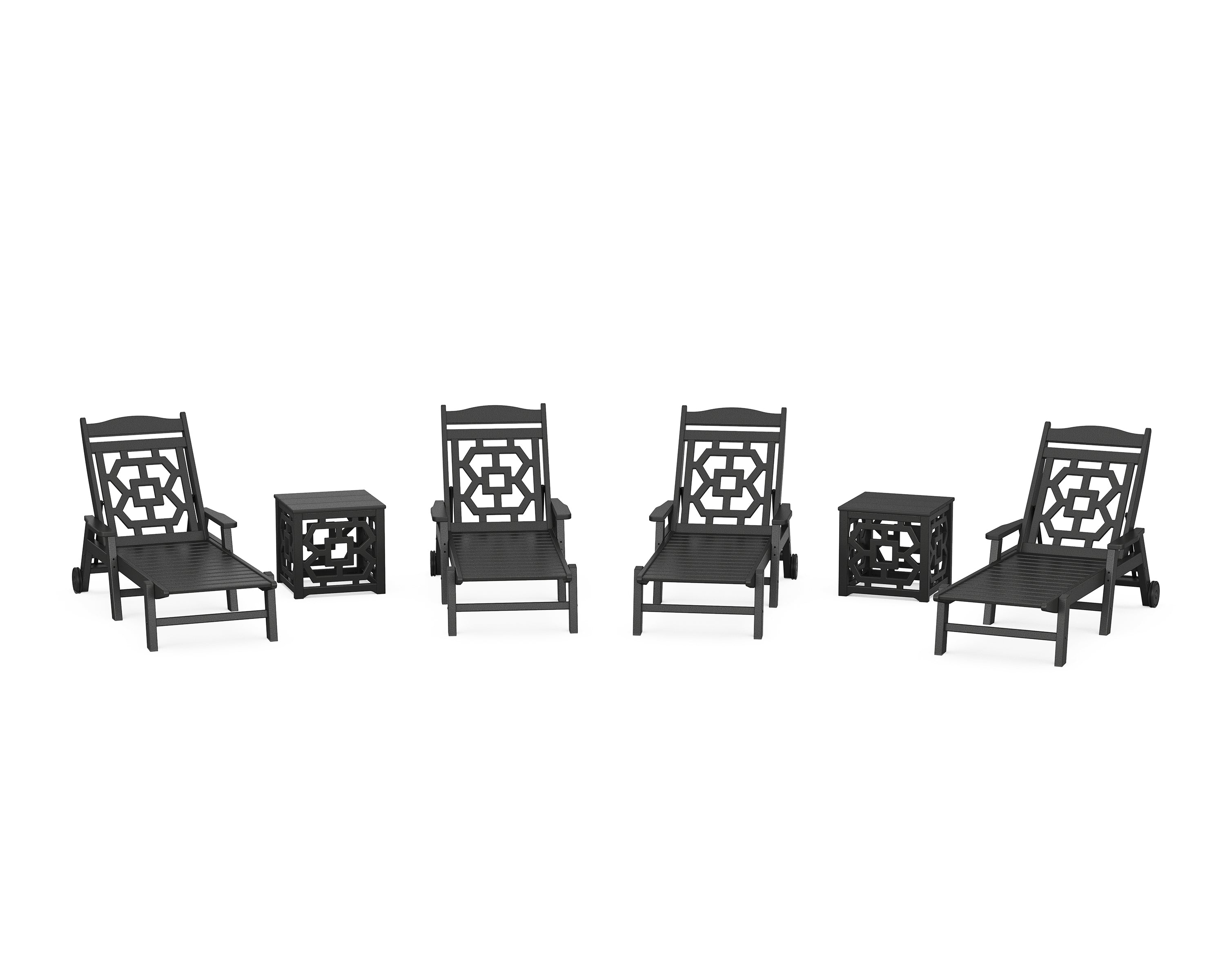 Martha Stewart by POLYWOOD® Chinoiserie 6-Piece Chaise Set in Black