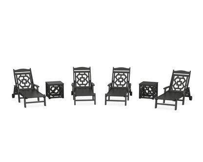 Martha Stewart by POLYWOOD® Chinoiserie 6-Piece Chaise Set in Black