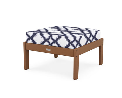 Country Living Cottage Deep Seating Ottoman in Teak / Trellis Navy