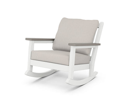 POLYWOOD® Chippendale Deep Seating Rocking Chair in White / Driftwood / Cast Ash