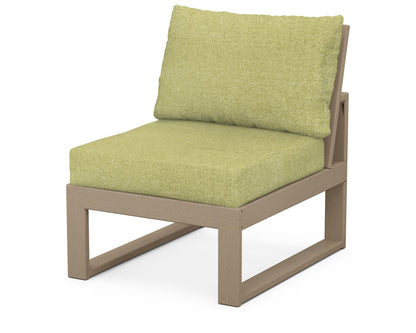 Unbranded Modular Armless Chair in Vintage Sahara / Chartreuse Boucle