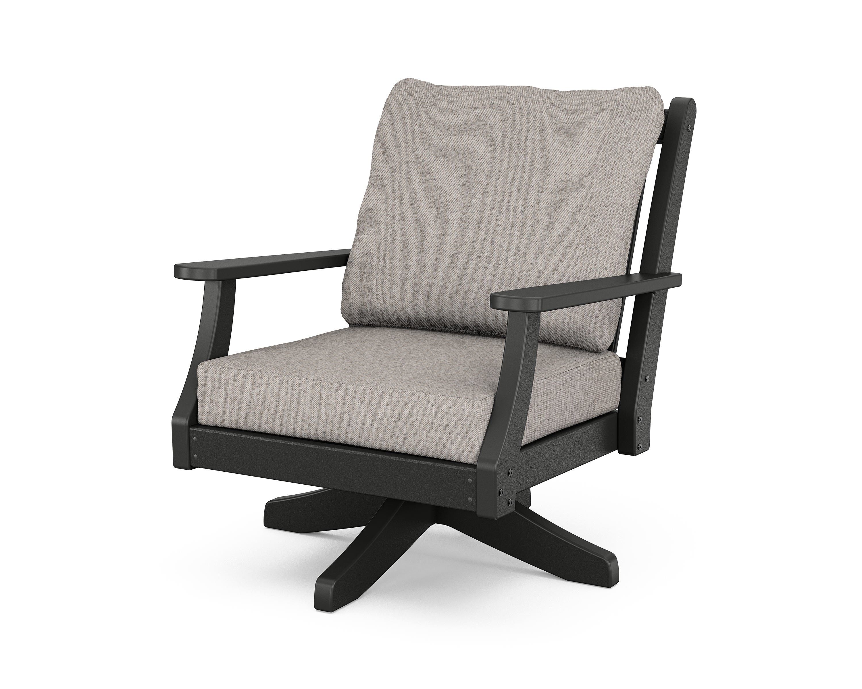 Country Living Wovendale Deep Seating Swivel Chair in Black / Weathered Tweed