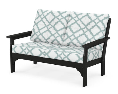 POLYWOOD® Vineyard Deep Seating Loveseat in Black / Trellis Glacier Spa