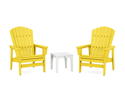 POLYWOOD® 3-Piece Nautical Grand Upright Adirondack Set in Lemon / White